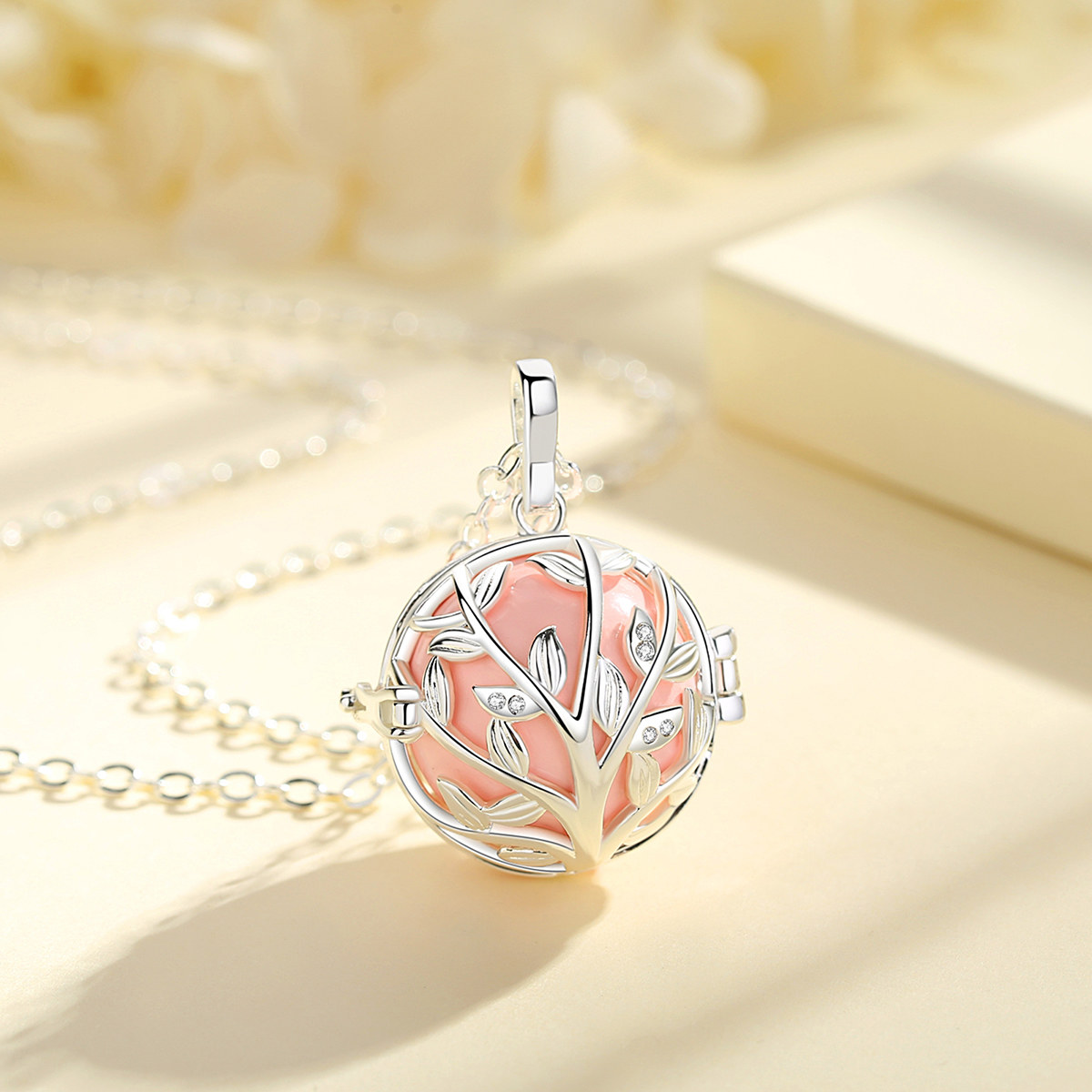 Eudora 20mm fashion Crystal Tree Cage Harmony Ball Chime Bell Pendant Angel Caller Bola Necklace for Baby Pregnancy Jewelry K168 2