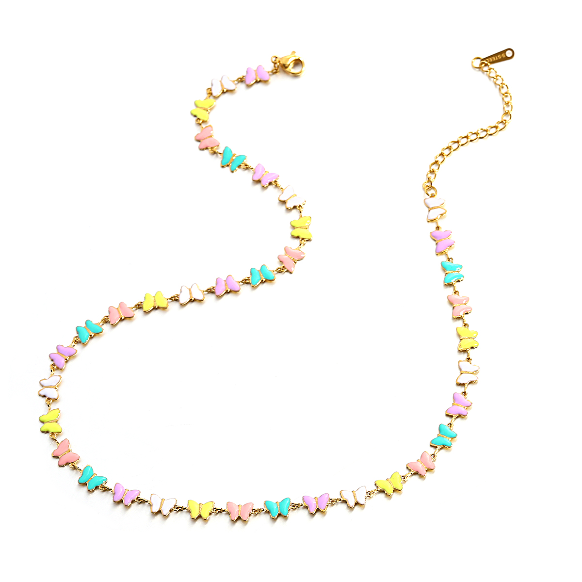 AENSOA Colorful Enamel Butterfly Daisy Flower Choker Necklaces for Women Girls Stainless Steel Gold Color Chain Necklace Jewelry 6