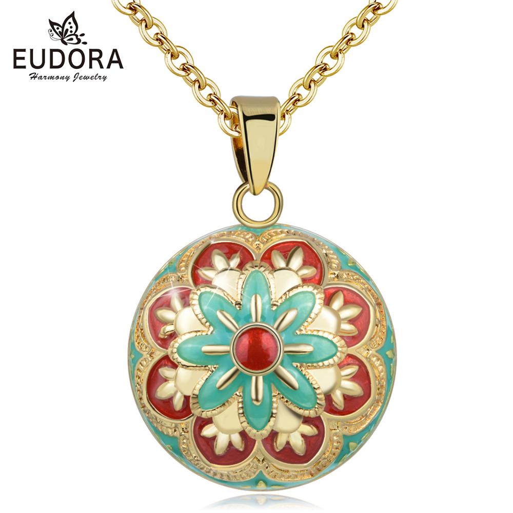 Eudora Unique Enamel Craft Flower Bell Ball Pendant Harmony Bola Ball Necklace Angel Caller Jewelry best gift for Pregnant wife 1