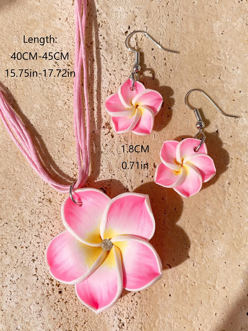 AENSOA Handmade Gradient Flower Polymer Clay Jewelry Sets for Women Floral Pendant Necklace Earrings Summer Beach Jewelry 2022 6