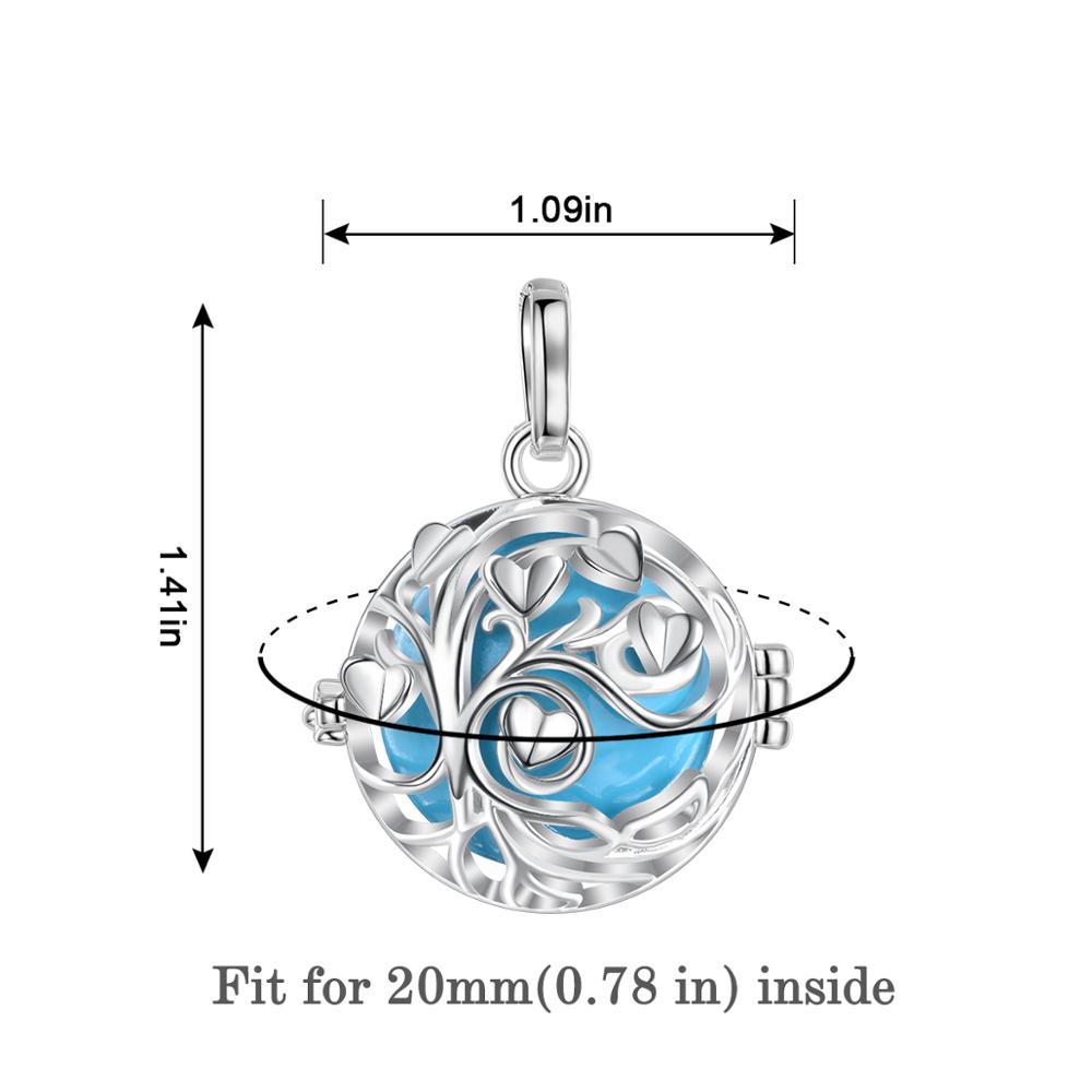 Eudora Pregnancy Bola Harmony Ball Pendant Tree of Life Cage Fit Chime Bell Ball Necklace for Pregnant Mom Gift with Box K411N20
