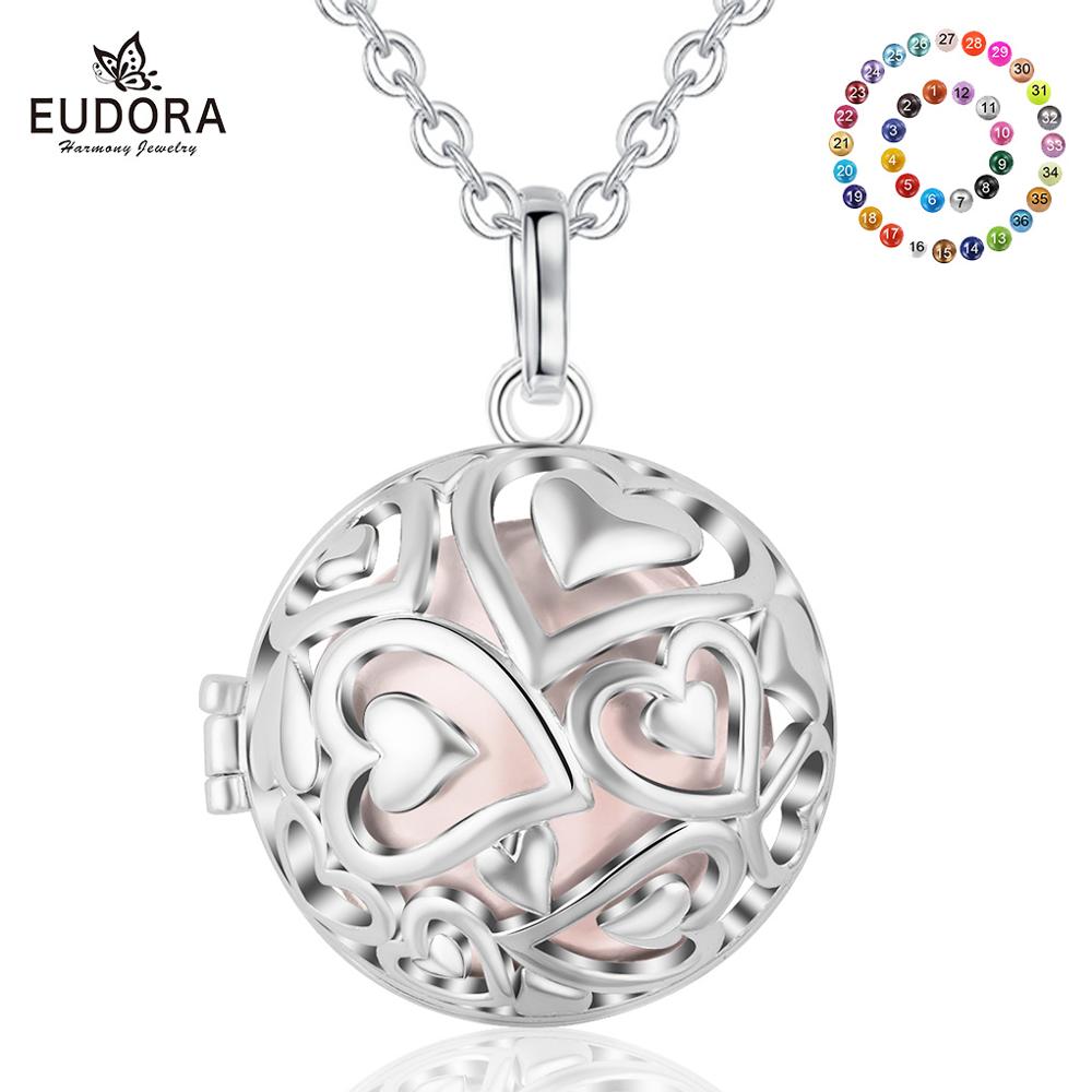 Eudora handmade 20mm Harmony Ball Pendant Necklace Heart Round Locket Cage fit 20/18mm Musical Sound Chime Ball for Pregnant Women K292 1