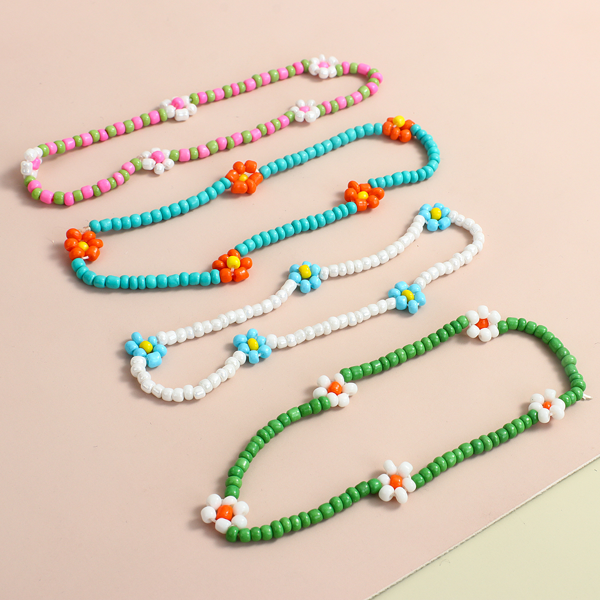 AENSOA handmade Korean Flowers Daisy Beads Bracelets for Women Handmade Transparent Colorful Beaded Elastic Wristband Trendy Jewelry 6
